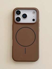 Luxury Glossy Fluorescent Liquid Silicone Phone Case, Compatible With IPhone 17 Air 16 15 14 13 12 17 Pro Max Plus, With Magnetic Soft Shell - Brown - View 5