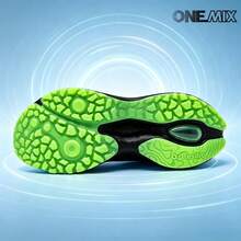 ONEMIX Fashion Sports Casual Running Shoes, Comfortable Shock Absorption, Low-Top Thick Sole, Non-Slip, Wear-Resistant - Green Light Black - View 7
