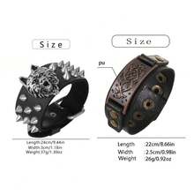2pcs Punk Style Sports Casual Geometric Design Bracelets, Suitable For Men's Party, Sports, Fashion Wear, Exquisite Bracelet Gift For Men - Black - View 2