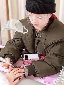 1pc Nail Salon Protective Face Shield, High Definition Transparent Acrylic, Anti-Splatter Eye Protection Tool, Designed For Nail Salon, HD Clarity, Suitable For Nail Polishing And Protection - Clear - View 4