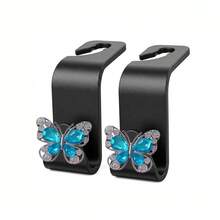 2pcs Sparkling Rhinestone Butterfly Car Seat Hooks, Multi-Functional Creative Small Hooks, Fashionable Minimalist Premium Car Interior Accessories - A - View 7