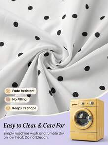 Joivida 1pc White Pillowcase/Cushion Cover With Black Polka Dot Print And Ruffle Trim. Made Of Soft, Breathable 100% Polyester. No Insert Included. Machine Washable, All-Season Use, Ideal For Sofa, Bedroom, Dorm, Bedding, And Gifting. - Multicolor - View 8