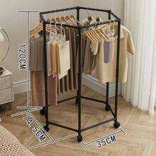 1 buah Rak Pakaian Putar Heksagonal, Rak Pakaian Bergulir Tugas Berat, Rak Pakaian Multi-Batang Logam Kokoh Hemat Ruang, Cocok Untuk Kamar Tidur, Asrama Dan Balkon, Rak Pakaian Putar Untuk Ruangan, Kamar Tidur, Ruang Tamu, Hadiah Liburan - MultiWarna - View 9