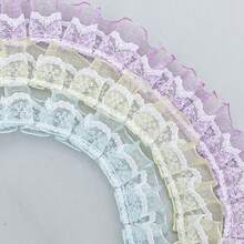 2yard Chiffon Pleated Ruffle Trim, 1 Yard DIY Skirt Hem Decorative Sewing Lace For Clothing Crafts - B - View 3