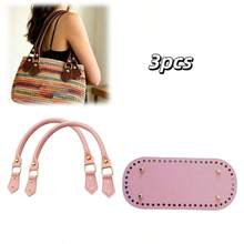 3pcs Replacement Faux Leather Bag Handles + 22cm Bag Bottom, Smooth Faux Leather Wallet Handles With Metal Buckles, Durable Handbag, Crochet Bag, Tote Bag Accessories, DIY Wallet Making - Multicolor - View 14