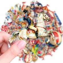 50pcs Circus Graffiti PET Stickers, Suitable For Decorating Journals, Phone Cases, Notebooks, Tablets, Skateboards, Guitars, Party Packaging, Water Bottles And Luggage - Multicolor - View 8