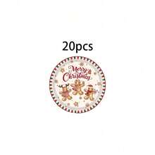 10/20/50 Pcs Piring Kertas Sekali Pakai Natal Vintage Motif Gingerbread Man Ukuran 7 Inci & 9 Inci, Desain Merry Christmas Snowflake Candy Cane Xmas, Peralatan Makan Meja Meriah untuk Makan Malam Libur Natal dan Dekorasi Meja Pertemuan Musim Dingin - Warna-warni 2 - View 9