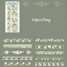10pcs Long Hollow Floral Stickers, Rich Pattern Design, Vibrant Colors Exquisite Illustration, Multi-Functional Scrapbook Sticker Decoration Art Journal, Card Making, Handmade DIY Sticker, Holiday Gift - Sticker - View 12