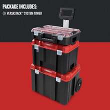Rolling Tool Box Chest Container, Mobile Hardware Organizer Case Stand For Garage Workshop Jobsite Van, Stacking Lockable Metal Latches Wheels Telescopic Handle, Modern Industrial Style, Red, One Piece Set - 1 - View 9