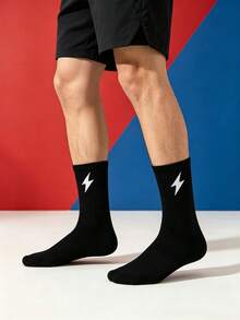 1/5/10/20 Pairs Men's Casual Socks, Simple Design Mid-Calf Socks, Comfortable Soft Versatile - Multicolor - View 2