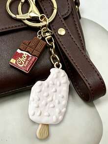 Chocolate Crispy Ice Cream Keychain,Realistic Food Design,Multiple Colors Available,Portable And Versatile,Can Be Hung On Bags/Keys, Dessert Keychain - Multicolor - View 10