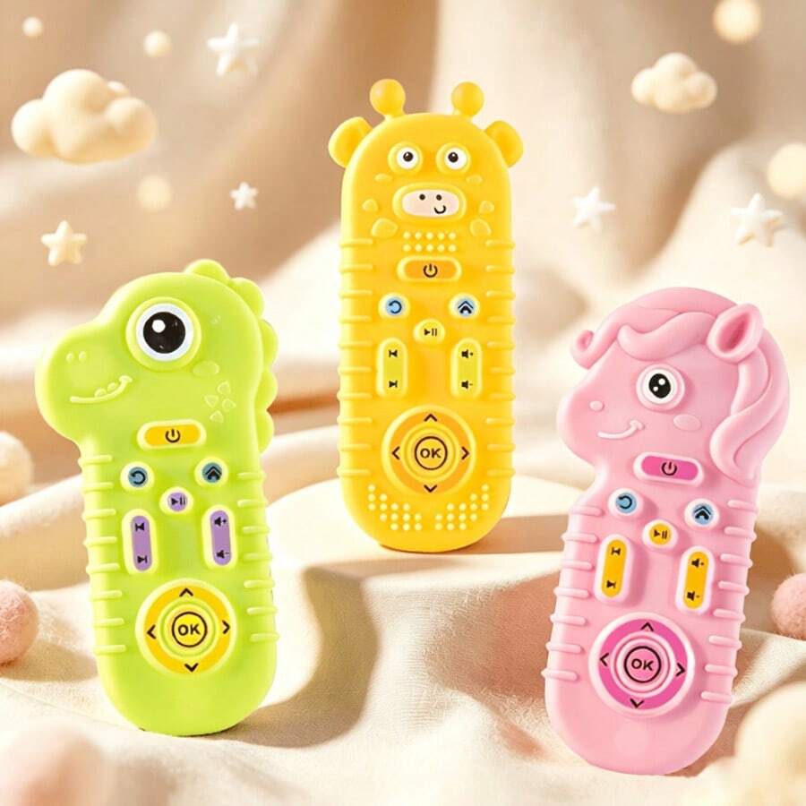 Baby Soft Teething Toy, Baby Toy, Chewable Teething Toy, Cute Animal Shaped Silicone Remote Control Toy, Soft STEM Sensory Toy, Early Learning Educational Toy, Indoor/Outdoor Baby Interactive Toy, Halloween Christmas Gift