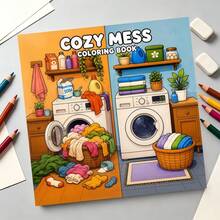 1 Warm Laundry Room Themed Coloring Book, 24 Single-Sided Pages, Including Home, Balcony, Outdoor Scenes, Messy But Organized, Cozy Style, Perfect For Stress Relief And Creativity, Suitable For Beginners, Great Birthday Holiday Party Gift Choice - Cozy Laundry Room Coloring Book - View 8