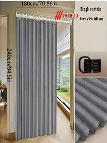 1pc Fashionable Foldable Door Curtain - Heat Insulation Function, Textured Polyester Material, Comes With Installation Hooks, Suitable For Living Room, Bedroom Or Kitchen, Can Be Used To Create Private Space Or As Room Decoration Curtain. Modern Style Curtain Made Of Polyester, Suitable For Living Room Curtain. - Multicolor - View 19