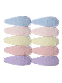 10pcs Vintage Mori Style Embroidered BB Hair Clips Set, Non-Damaging Water Drop Hair Clips For Daily Wear, Photo Decoration, Hair Accessories - Mixed color - View 13