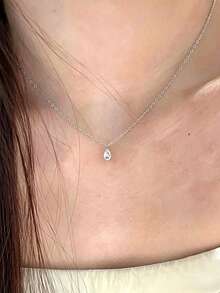 1pc Fashionable Vintage Copper Necklace, Inlaid With Synthetic Zirconia Pendant, Suitable For Daily Wear, Celebration Occasions, Also A Great Gift Choice, Vintage Style Jewelry, Durable Necklace - Waterdrop  Necklace - View 1