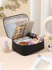1pc Travel Makeup Bag, Multifunctional Cosmetic Organizer Bag, Waterproof Toiletry Bag, Portable Handheld Makeup Bag, Women's Travel Storage Bag, Cosmetic Storage Bag, Travel Accessories, Travel Essentials, Vacation Must-Haves, Bathroom Essentials, Suitable For Storing And Organizing Lipstick, Makeup Brushes, Eyeshadow Palettes, Skincare Creams, Tissues, Face Masks, Cosmetics, Etc., Gift For Mother, Christmas Gift - Multicolor - View 12