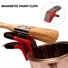 1pc-[With Can Opener]Magnetic Paint Brush Holder Clip Double-Sided Magnetic Brush Rack Paint Tool Clip Can Clamp Edge Durable Plastic Brush Storage Gadget Red/Blue Optional, Manual Tool. - Multicolor - View 7