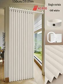 Folding Door Curtain - Made Of Ribbed Polyester Fabric, Comes With Free Installation Hooks, Suitable For Living Room, Bedroom Or Kitchen As Privacy Decor Or Room Decoration Curtain. Modern Curtain | Polyester Fabric Curtain | Living Room Curtain - A - View 21