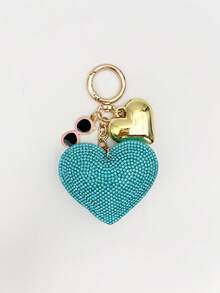 Cute Rhinestone Heart Bag Charm Keychain, Mini Fashion Glasses Key Chain, Key Pendant, Key Ring, Bag Accessory Cute Small Ornament, Graduation Gift, Car Accessory, Phone Charm, Suitable For College Backpacks, Campus Bags, Wallet Decoration - Multicolor - View 11