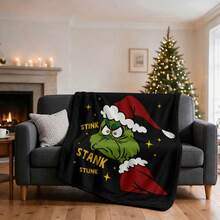 The Grinch بطانية قيلولة ناعمة ومريحة 1 قطعة بطبعة كاملة من الفلانيل الحديثة - شجرة عيد الميلاد - بطانية قيلولة من البوليستر - عملية طباعة رقمية، مناسبة للأريكة والسرير والسفر وديكور المنزل والمكتب - متعدد الألوان - مشاهدة 1