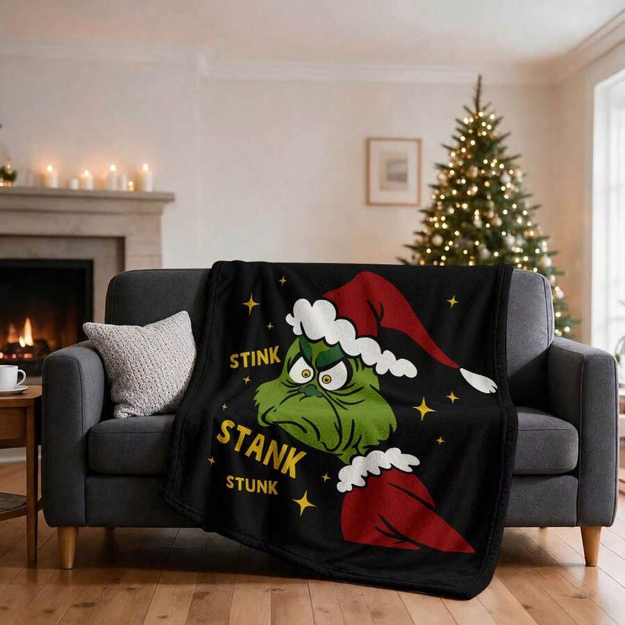 The Grinch بطانية قيلولة ناعمة ومريحة 1 قطعة بطبعة كاملة من الفلانيل الحديثة - شجرة عيد الميلاد - بطانية قيلولة من البوليستر - عملية طباعة رقمية، مناسبة للأريكة والسرير والسفر وديكور المنزل والمكتب - متعدد الألوان - مشاهدة 1