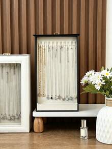 Necklace Storage Box Jewelry Display Box White 2-Layer Anti-Tangle PU Leather Velvet Transparent Window Style Suitable For Necklaces Bracelets Gift For Women Girls Daughters Home Aesthetic Decor - Multicolor - View 5