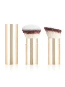 2pcs Retractable Makeup Brush With Protective Cap & Makeup Sponge Set, Dust-Proof Design, Dense Soft & Bouncy Bristles, Gentle Powder Pickup, Easy To Carry - Multicolor - View 15