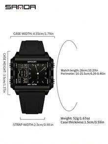Top Brand Men's Luxury Sports Multi-Function Waterproof Fashion Alarm Date Week Quartz Digital Watch, Casual Style SANDA 6273 - Black - View 5