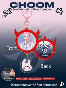 Baby-Monster Keychain, CHOOM Keychain, MONSTIEZ Merch Goods, AHYEON, RORA, RUKA, CHIQUITA, ASA, PHARITA, Red And Blue Keychain, Double-Sided Laminated Cartoon Keychain, Bag Charm, Car Charm, Birthday Gift, Party Favor - A - View 2