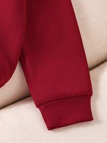 Young Girl Christmas Letter & Santa Claus Print Sweatshirt, Autumn/Winter - Burgundy - View 5