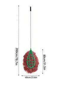 1Pc Practical Outdoor Cleaning Mop, Plastic & Metal & Fiber Material, Casual Practical Style Green‑Burgundy Contrast Teardrop Shape Hollow Grid Frame Detail Wet Dry Dual‑Use Cleaning Mop For Poolside Patio Outdoor Ground Maintenance - Large Broom With Galvanized Iron Handle - View 12