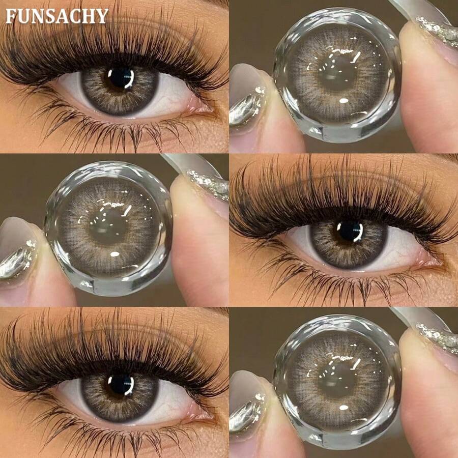 FUNSACHY 1 Pair Of Series Contact Lenses, 14.5mm, Annual Use Grey Contact Lenses