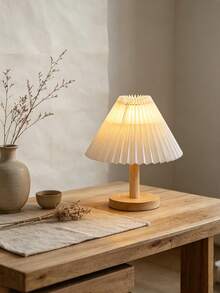 USB Powered LED Bedside Lamp With Retro Wooden Base - Dimmable Modern Nordic Style Nightlight, Suitable For Living Room, Bedroom, Desk Decoration Ambient Lighting - Multicolor - View 5
