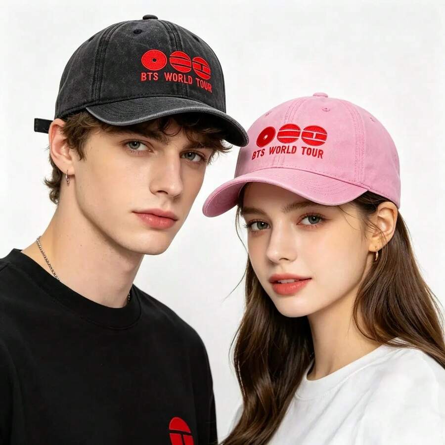 Hasbro BTS Bulletproof Boy Scouts WORLD TOUR Embroidered Washed Baseball Cap Vintage Unisex Casual Hat - Multi-color - View 1