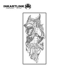 INKARTLINK 1PC Fenrir Wolf Howling Warrior Temporary Tattoo Sticker, Waterproof Body Art Tattoo Sticker, Lasts 2-5 Days, Water Transfer Colorful Tattoo Sticker, Suitable For Men And Women, Essential For People, Party Decoration, Holiday Celebration Body Decoration - Black - View 4