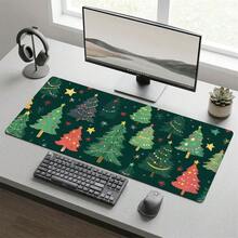 Green Christmas Tree Pattern Gaming Mouse Pad, Non-Slip Rubber Desktop Mat, Smooth Glide Surface, Suitable For Computer Laptop Office Home, Holiday Abstract Art Decor, Back To School Supplies - A - View 2