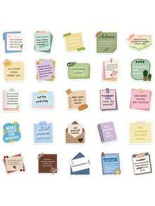 50PCS,Encouraging Comments Mobile Phone Stickers,PVC Material,Scrapbook Supplies,Creative And Aesthetic Design Sticker,Suitable For Mobile Phone Cases,Tablets,Laptops,Suitcases,Cars,Notebooks,Helmet,Guitar,Skateboard,Storage Box,Computer, - Multicolor - View 3