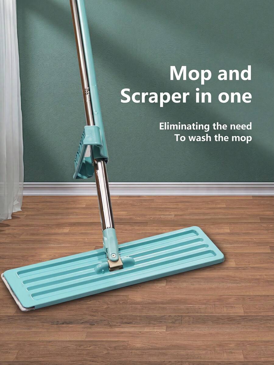 Super life A Straight-Bristle, Hands-Free, Lazy-Person's Mop For Home Use, Suitable For Both Wet And Dry Applications, With Automatic Rotation And Drying Functions. Ideal For Bathrooms, Living Rooms, Toilets, And Bedrooms. - Lazy Mop - View 1