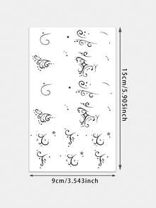 1pc Temporary Tattoo Sticker, Black Scroll Star Decorative Totem Pattern, Realistic Fake Tattoo Design, For Daily Wear, Bachelorette Party Favors, Music Festival, Game, Graduation Gift, Lasts 3‑5 Days - Black - View 2