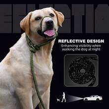 Lynxking 1pc Dog Head Collar And Leash In One, No Pull Training Dog Muzzle And Dog Leash For Small Medium And Large Dogs - Army Green - View 5