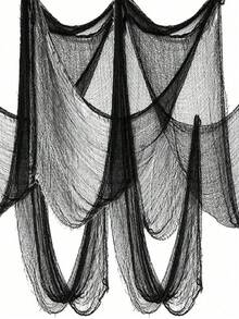 1/3/5pcs Black 76*183cm Halloween Party Decoration Ghost House Gauze DIY Decorative Fabric, Suitable For Creating Halloween Atmosphere - Scary And Eerie Halloween Decor, Suitable For Indoor And Outdoor Parties - Black - View 1