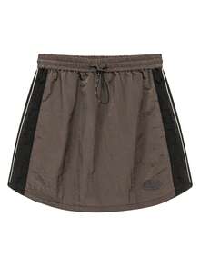 Chuu 1pc Rok Kasual Nilon dengan Tali Serut, Rok Streetwear untuk Kencan Sehari-hari di Musim Panas dan Gugur - Coffee Brown - View 6