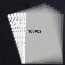 100 PCS Clear 11‑Hole Paper Protectors, 11.89 X 9.17 Inch Plastic Document Sleeves For Binders, Transparent File Folders, Back To School Office Supplies - Transparent - View 8