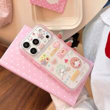 GUCADI Rose Pink, Sweet And Cute Cartoon Lamb Pattern Phone Case, Suitable For Apple 18 Pro Max, 17, With Pink Border, 16 Model Is Soft Shell, 15 Model Is Matte Texture, Design Is Cute, Sweet, Girly, Creative, Geometric Pattern, Cartoon Style, Niche - Rose Pink - View 10