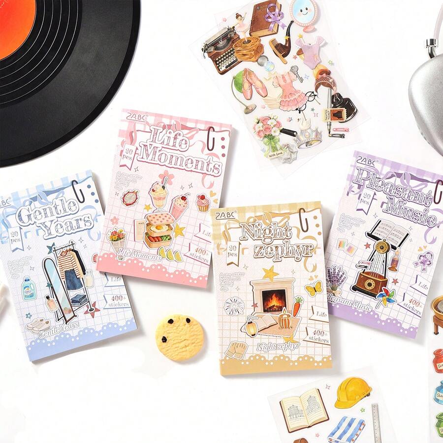 Buku Stiker Tema Kehidupan Rumah Tangga Sehari-hari Isi 20 Buah, Warna Cerah & Ilustrasi Indah, Stiker Scrapbook Multifungsi untuk Dekorasi, Jurnal Seni, Pembuatan Kartu, Stiker DIY Buatan Tangan, Hadiah Liburan - Buku stiker - View 1