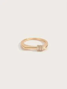 Altistry Vintage Unique Casual Square Strap, Gold Flat Bar Ring, Suitable For All Occasions - Gold - View 1