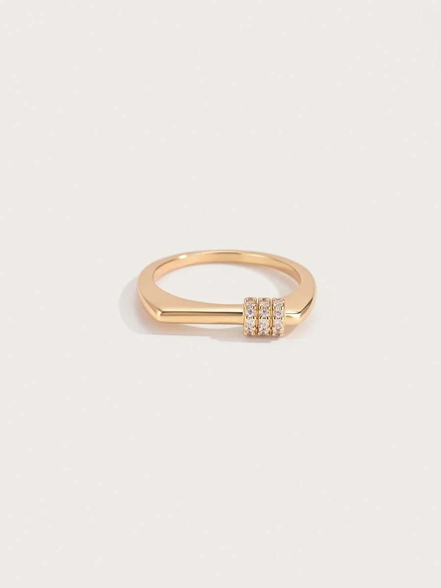 Altistry Vintage Unique Casual Square Strap, Gold Flat Bar Ring, Suitable For All Occasions - Gold - View 1
