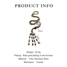1pc Heavy Work Long Layered Black Coffee Faceted Beaded Crystal Tassel Necklace Women's Evening Dress Jewelry - Necklace - View 3