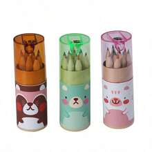 12 buah/kotak Pensil Warna-warni Lucu, Alat Tulis Kreatif, Desain Beruang Lucu, Hadiah Halloween, Thanksgiving, dan Natal untuk Siswa - MultiWarna - View 5